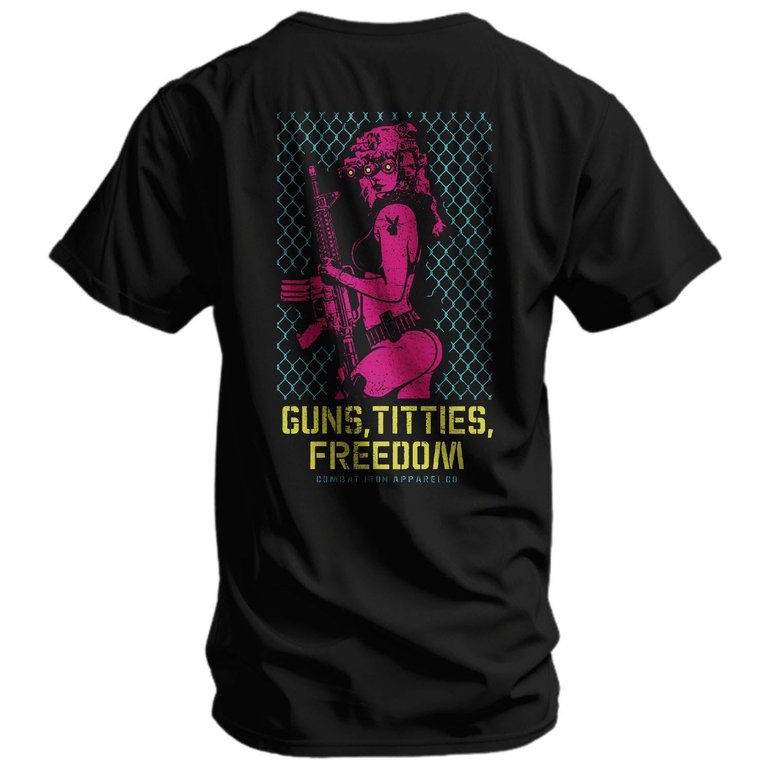 One Revolver Surfboards - Guns, Titties, Freedom: Tactical Temptation Men's T-Shirt GRAPHIC T-SHIRT