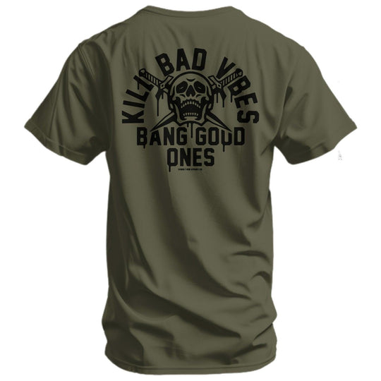 One Revolver Surfboards - Kill Bad Vibes. Bang Good Ones Skull Men&