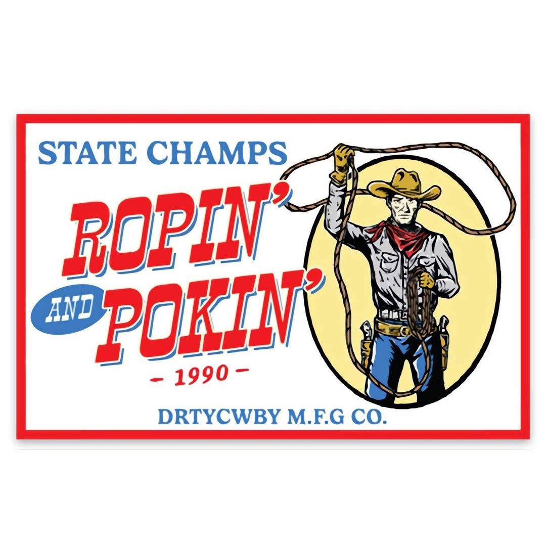 Ropin' and Pokin' 1990 State Champs Decal - DECAL - One Revolver Surfboards