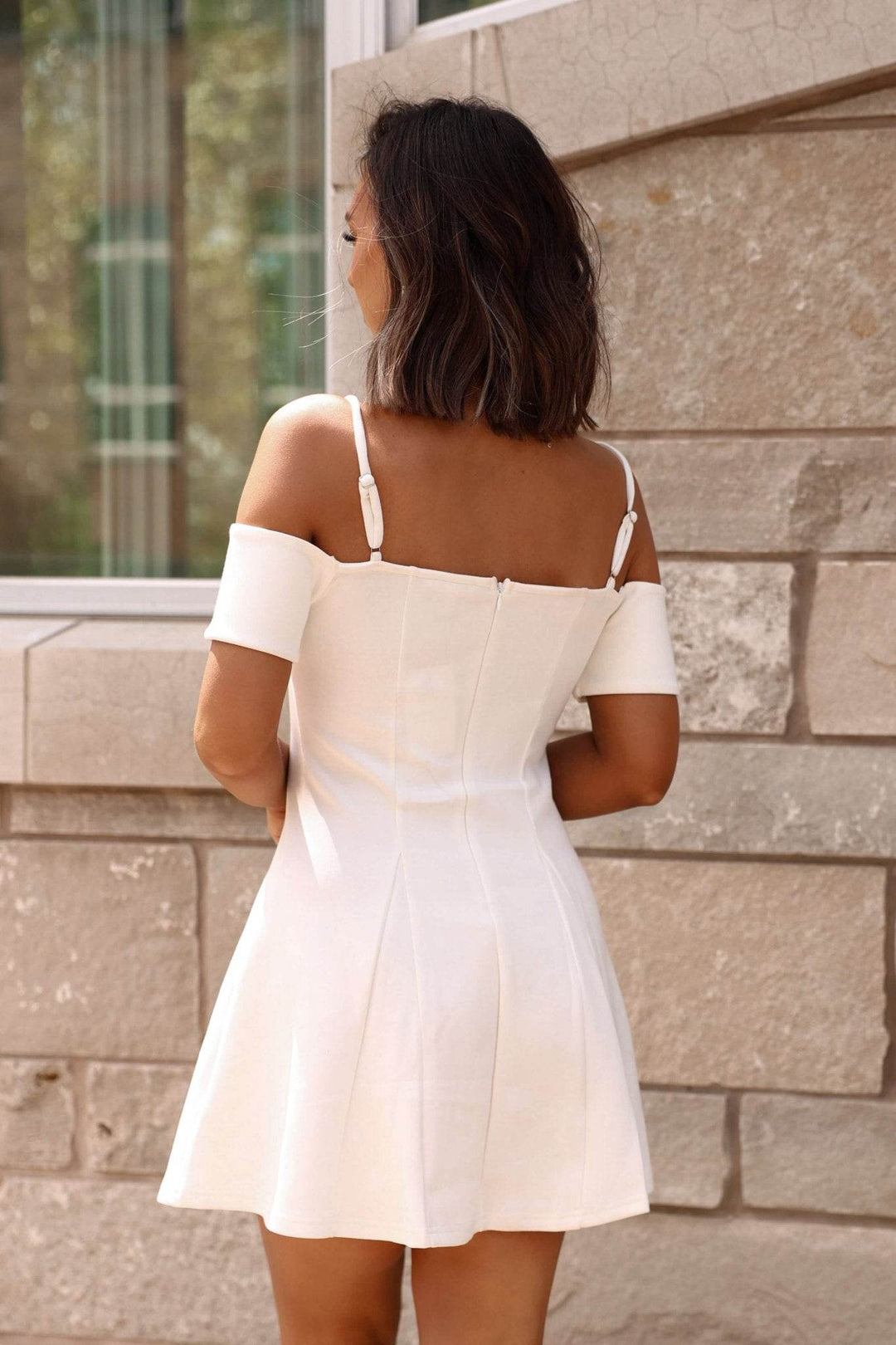 White Cold Shoulder Flare Mini Dress - DOORBUSTER - One Revolver Surfboards