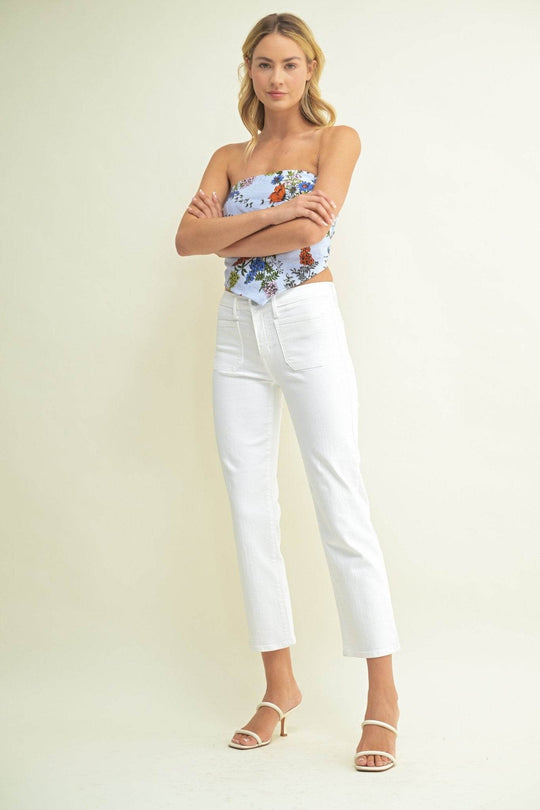 White Low Rise Straight Leg Jeans - FINAL SALE - One Revolver Surfboards