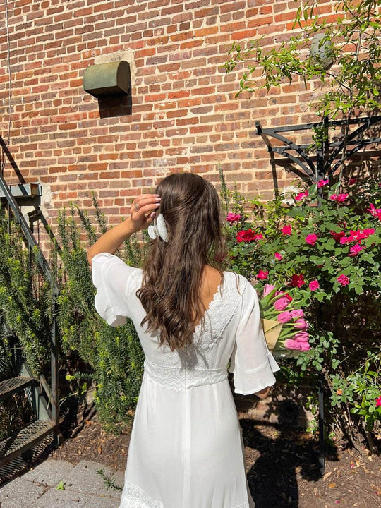 White Short Sleeve Lace Maxi Dress - FINAL SALE - One Revolver Surfboards