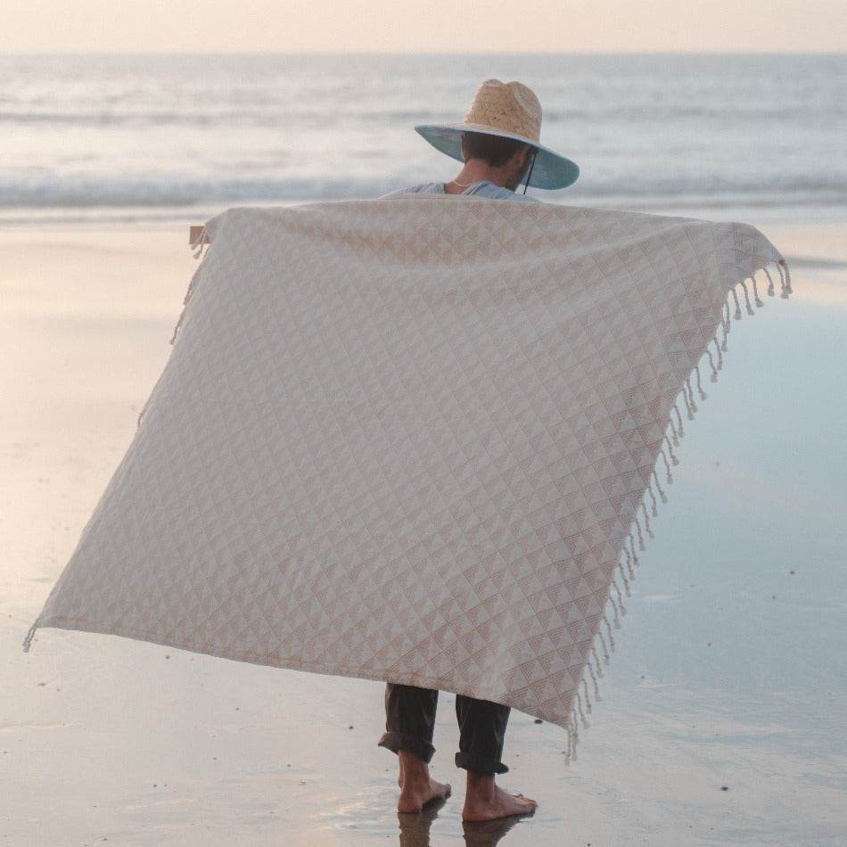 Organic Throw Blanket - Tan & Beige - One Revolver Surfboards