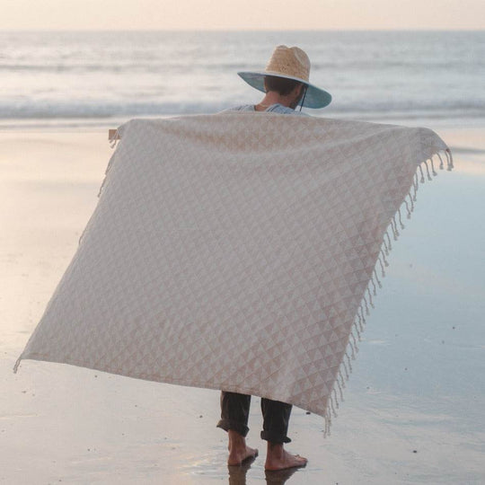 Organic Throw Blanket - Tan & Beige - One Revolver Surfboards