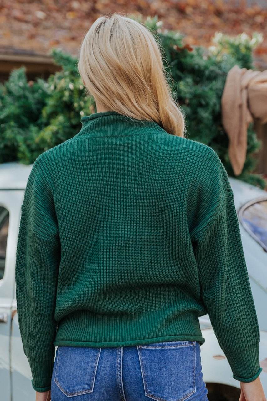 Winter Wonderland Green Mock Neck Sweater-FINAL SALE - One Revolver Surfboards