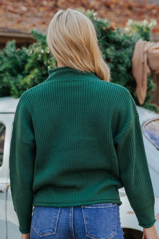 Winter Wonderland Green Mock Neck Sweater-FINAL SALE - One Revolver Surfboards