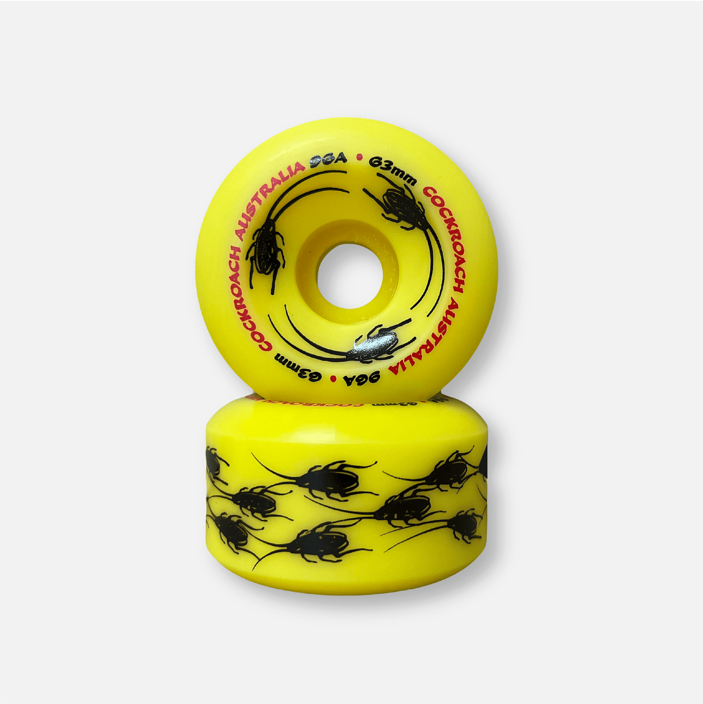 COCKROACH ORIGINAL YELLOW 63mm 96A SKATEBOARD WHEELS - One Revolver Surfboards